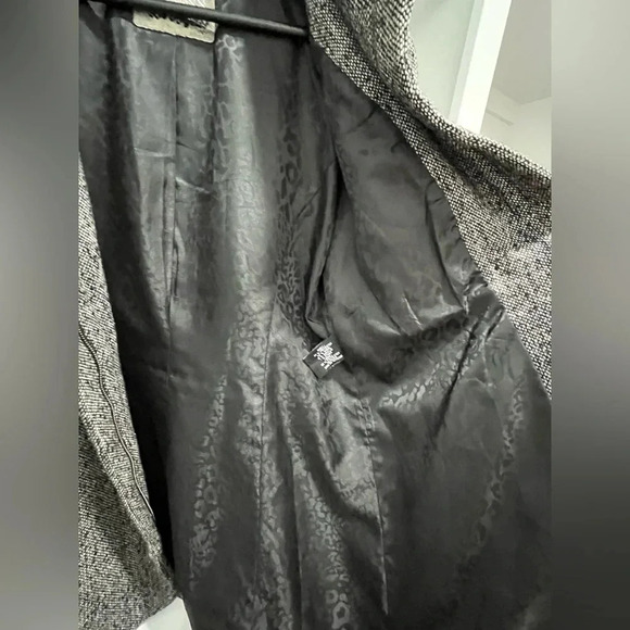 Vintage Guess Los Angeles black & white zip Pea Coat lined wool blend large - Picture 6 of 12